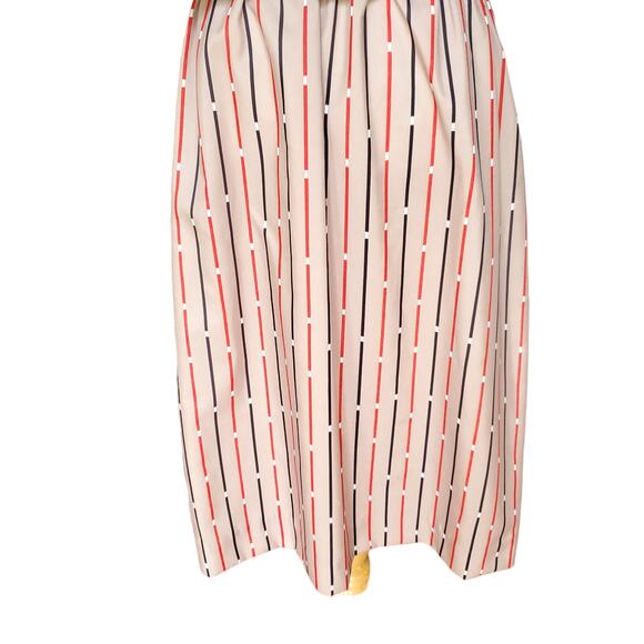 Vintage Joan Curtis Dress Striped Belted Short Sleeve Tan Black Red Sz 16 - Picture 6 of 12